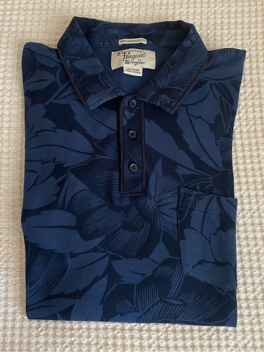 ORIGINAL PENGUIN Men’s Floral Print Piqu Slim-Fit Polo - XL